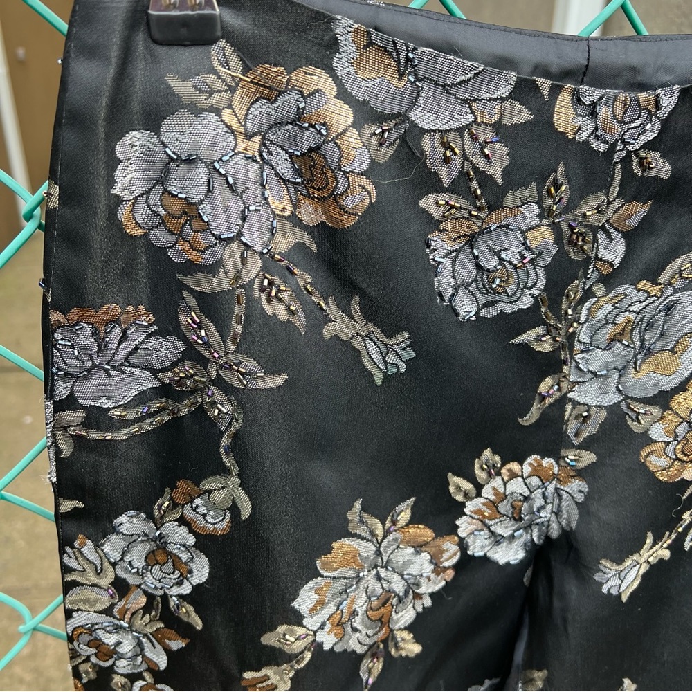 Cache Embellished Metallic Brocade Floral Pants 4 - image 6